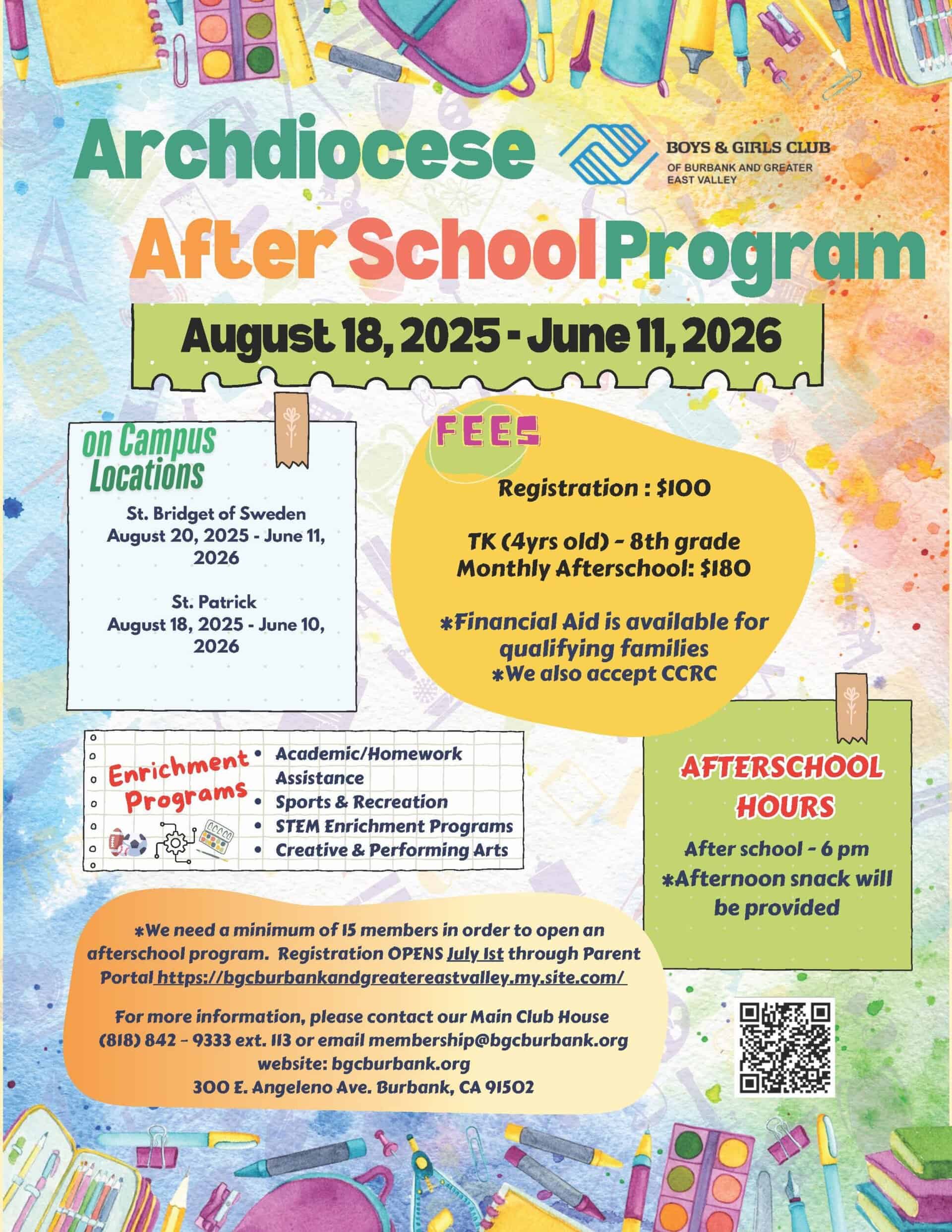 Archdiocese after school flyer 2025-2026